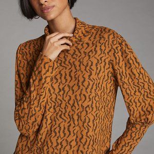 Anthropologie Puff-Sleeved Turtleneck Top XL soft